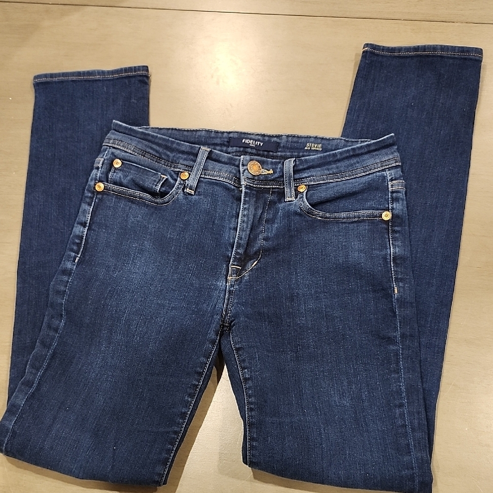 💙Fidelity Denim -  Indigo Skinny Jeans "Stevie Mid Tapered" Style - Picture 5 of 8